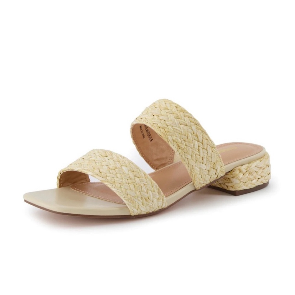 JOIE Niki Raffia Braided Straw Slip on Sandal. Size 8.5